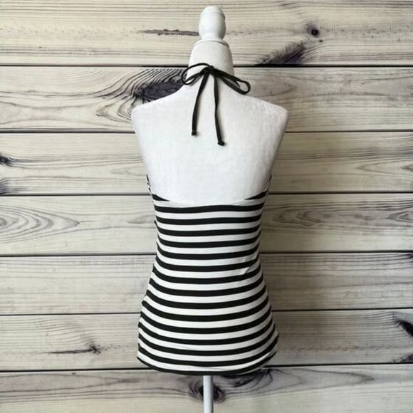 Michael Kors Green & White Striped Halter Tank Swim Suit Top - Picture 4 of 5